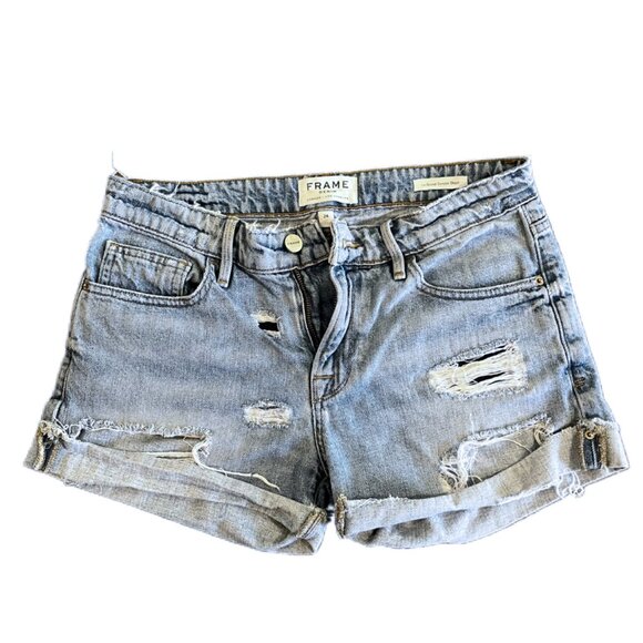Frame Denim Pants - Frame Denim Le Grande Garcon Cut off Shorts in Size 24 Light Wash Distressed